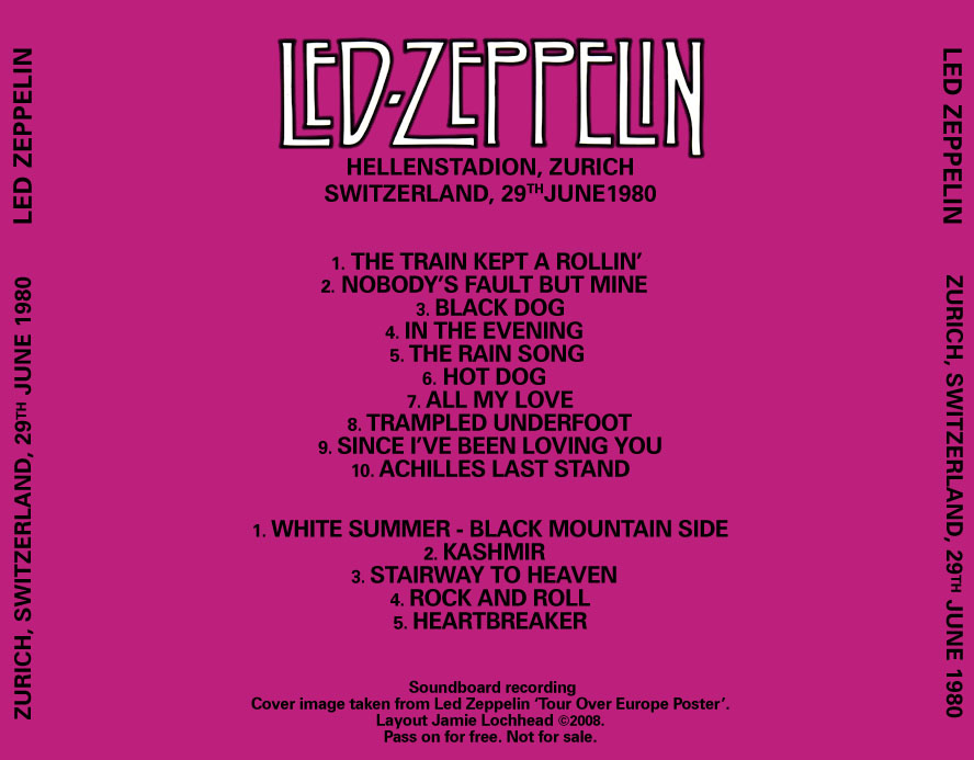 led zeppelin zurich 1980